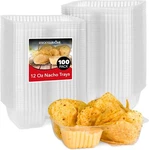 Plastic Nacho Trays (100 Pack) Small Disposable For Oz, Clear. Fixed Price $18.99.