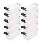 Homz 7.5 Qt Clear Storage Organizing Container Bins With Latching Lids, 10 Pack. Fixed Price $68.99.