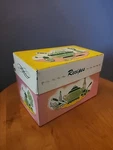 Vintage 1950'S Graphic Tin Recipe Box Ohio Art Co. Pink Yellow Green Mcm Kitchen. Fixed Price $26.99.