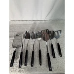 Vintage Ekco Kitchen Utensil Set 8PC Black Handle Chromium Plated Usa Made. Fixed Price $60.00.