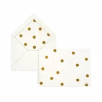 Kate Spade Greeting Card Set Of 10 And Lined Envelopes, Gold Dot With Script. Fixed Price $36.00.