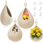 Hanging Fruit Baskets For Kitchen - 3 Pack Boho Wall White. Fixed Price $35.94.