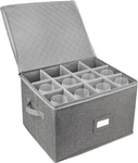 Lotfancy Stemware Storage Container, Hard Shell, Stackable Wine Glass Gray. Fixed Price $30.29.