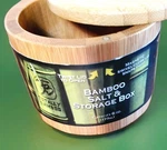 New 3.5" Totally Bamboo 6 Oz Salt Box Keeper Wood Round Swivel Lid Magnetic Lock. Fixed Price $13.00.