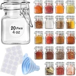 Skoche Spice Jars 20 Pack Small 4 Oz Glass With Airtight Hinged Clear. Fixed Price $37.35.