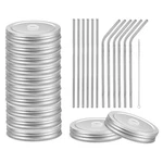 Uxcell 25PCS Stainless Steel Mason Jar Lids With Straw Hole, 87MM Silver. Fixed Price $30.95.