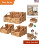 Water Hyacinth Storage Baskets Set Of 3 Handwoven Wicker Bins For Home Decor. Fixed Price $102.02.