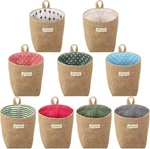 9 Pieces Mini Wall Hanging Storage Bags Small Cotton Linen Basket.... Fixed Price $31.98.
