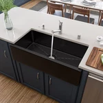 36" Black Gloss Reversible Smooth / Fluted Single Bowl Fireclay Farm Sink. Fixed Price $821.84.