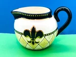 1 Mud Pie Fleur-de-lis Tuscany Black Gold Ivory Hand Painted Creamer 2.75" X 3". Fixed Price $8.00.