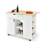 Kitchen Island Cart Rolling Serving Trolley W/drop Leaf Spice Rack Shelves White. Fixed Price $74.49.
