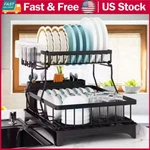 Over Sink Dish Drying Rack 2-TIER Stainless Steel Kitchen Shelf Cutlery Drainer. Fixed Price $27.99.