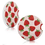 Cute Boho Strawberry Car Cup Holder Coaster, 2 Pack Absorbent Ceramic Coaster.... Fixed Price $18.42.