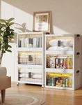Olarhike 48QT Stackable Folding Storage Bins W/ Lids, Doors, Wheels - Heavy Duty. Fixed Price $281.54.