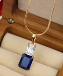 Royal Blue Pendant With Gold-plated Finish Elegant Sparkle Charm, XPPT1807. Fixed Price $30.91.
