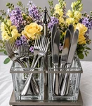 Southern Living Home Astoria Flatware/silverware Caddy W/heavy Glass Inserts. Fixed Price $42.99.