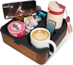 Couch Cup Holder Tray, Real Acacia Wooden Caddy W/ Soft Silicone,snack And Drink. Fixed Price $34.99.