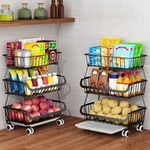 3-TIER Rolling Pantry Floor Organizer Cart W/ Wheels, Stackable Storage, Metal. Fixed Price $57.58.