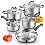 Home Stainless Steel Cookware Sets 10-PIECE Pots And Pans Kitchen. Fixed Price $134.67.