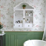 Vintage Rustic Distressed Solid Wood Wall Cabinet With Elegant Wave Top. Fixed Price $145.00.