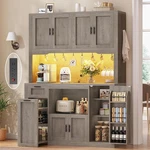 71" Kitchen Pantry Cabinet W/led Light &microwave Stand, Storage. Fixed Price $309.98.