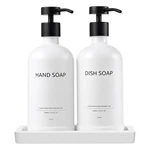 Glass Soap Dispenser Set With Ceramic Tray, 16.9 Floz Hand Dish Disp.... Fixed Price $43.69.