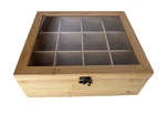 Royalhouse Bamboo Tea Box Organizer Glass Lid 12 Compartment Storage Case. Fixed Price $17.99.