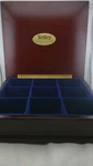 Cherry Wood Tetley Tea Chest Box 9 Velvet Compartments Brass Handles. Fixed Price $65.00.