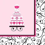 Sweet Wedding Cake Pink Scroll Bridal Shower Theme Party Paper Luncheon Napkins. Fixed Price $13.99.