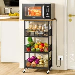 Threehio Rolling Kitchen Microwave Cart With Fruit Baskets, 4 Tier .... Fixed Price $65.34.