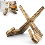Premium Cookbook Stand, Rustic Brown Recipe Holder Natural Grain Wood. Fixed Price $9.98.