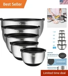 Modern Nesting Mixing Bowls Set With 5 Sizes - Airtight & Dishwasher Safe Design. Fixed Price $48.50.