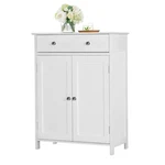 White Wooden Bathroom Floor Cabinet Storage Cupboard W/ Shelves For Home Kitchen. Fixed Price $57.90.
