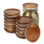 12 Pack Wide Mouth Mason Jar Lids, Reusable Canning With Wooden And Sili.... Fixed Price $33.87.