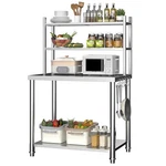 Stainless Steel Prep Table W/ Shelves & Hooks Workbench Commercial Kitchen. Fixed Price $242.99.