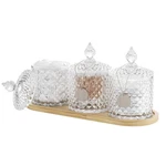 3 Pack Glass Qtip Holder Dispenser With Tray And Tag, Apothecary Jars Li.... Fixed Price $42.99.