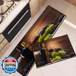 Tayney Red Wine Kitchen Rugs Mats Set Of 2 Non-skid Washable Grapes. Fixed Price $41.25.