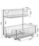 Trinity Sliding Undersink Organizer 2-TIER Pull Out Cabinet Basket Chrome Steel. Fixed Price $29.99.