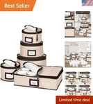 Durable 5-PIECE Quilted Dish Organizer Set With Easy View Windows For Dinnerware. Fixed Price $45.00.