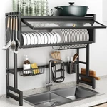 The Sink Dish Drainer Drying Rack 3 Tiers With Cover, Keep Kitchen .... Fixed Price $92.27.
