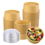 50 Pack 25 Oz Large Paper With Lid, Salad Bowls, Disposable Food .... Fixed Price $42.46.