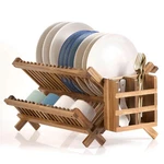 Acacia Wooden Dish Drying Rack For Kitchen Counter 2-TIER Collapsible Bmaboo .... Fixed Price $54.38.