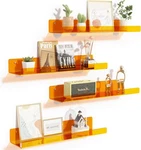 Upsimples Pack Acrylic Shelves For Wall Storage, 15" Floating 4, Orange. Fixed Price $27.80.