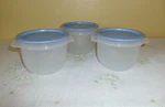 (3) Tupperware One Touch White Bowls Blue Lid 2513A Cup) Size Brand New. Fixed Price $13.60.