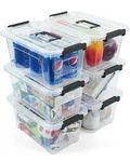 Stackable Storage Bins 6 Pack, 7 Quart Clear Lids, Home Office Pantry,. Fixed Price $44.08.