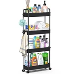 Solejazz Slim Rolling Storage Cart With Wheels 4-TIER, 4.76"D, Black. Fixed Price $41.58.