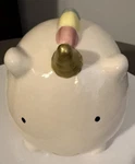 Isaac Jacobs White Ceramic Unicorn, Small Piggy Bank. Fixed Price $16.00.