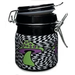 Airtight Glass Storage Jar Medium 3.75'' Tall ( Wavy Checkboard With Green & .... Fixed Price $23.23.