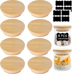 Oui Yogurt Jar 8 Pack Lids-natural Bamboo Wood With Silicone Sealing. Fixed Price $15.27.