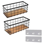 Tieyipin Metal Wire Storage Baskets With Wood Bottoms, Black/brown. Fixed Price $41.13.